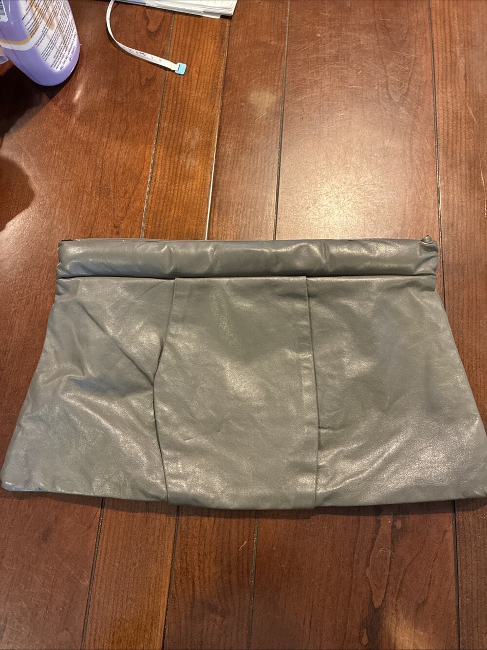 Timmy Woods Beverly Hills 1977 Vintage Gray Pleated Leather Purse Large Clutch